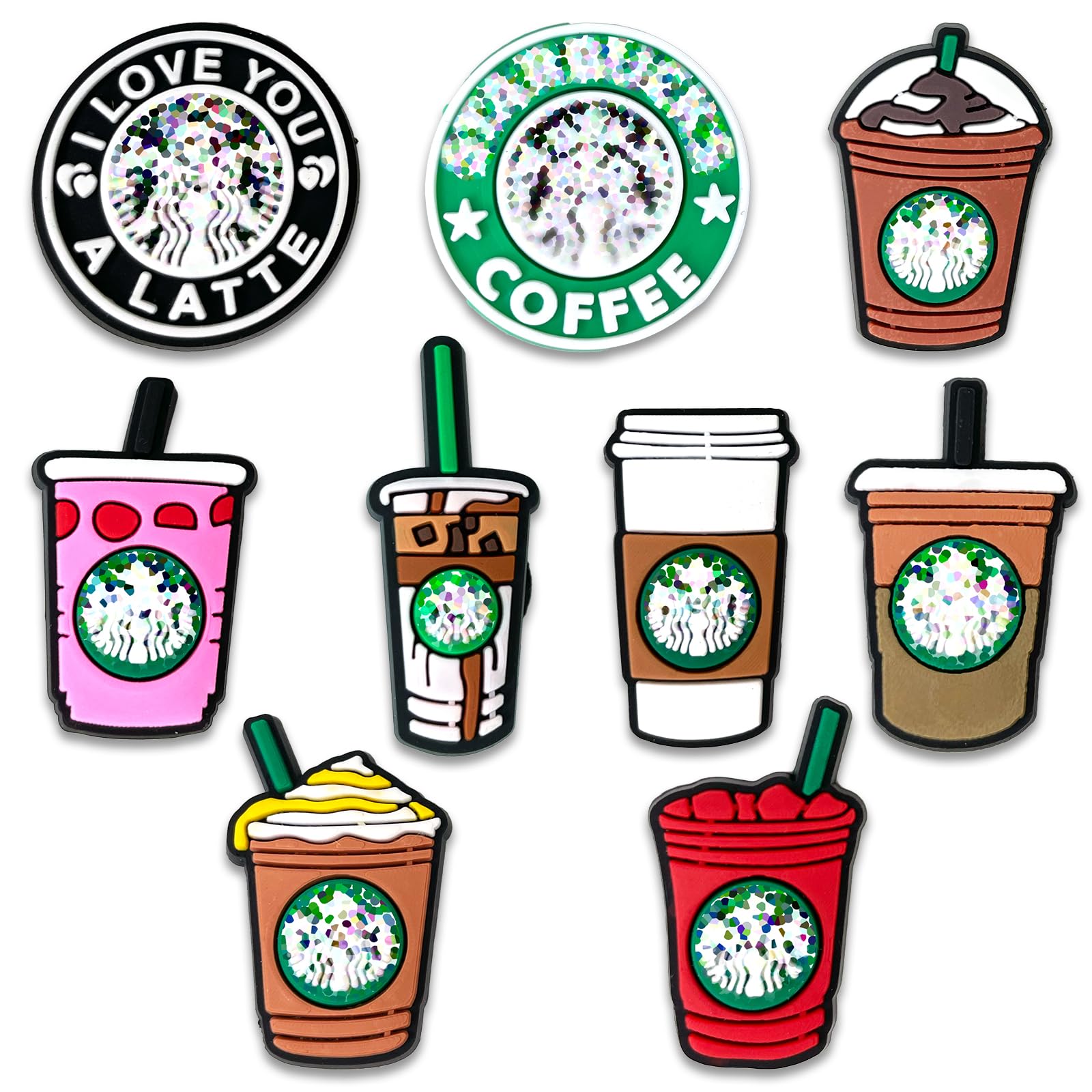 Food Coffee Doughnut Ice Cream Shoe Charms for Croc Clog Sandals Bracelets Decoration, Cute Charms for Party