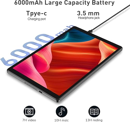 Miniatura 5 de VASOUN Tablet Android de 10 pulgadas 2 GB de RAM 32 GB Android 12 pantalla IPS HD de 101 pulgadas GPS FM procesador Quad-Core Wi-Fi gris