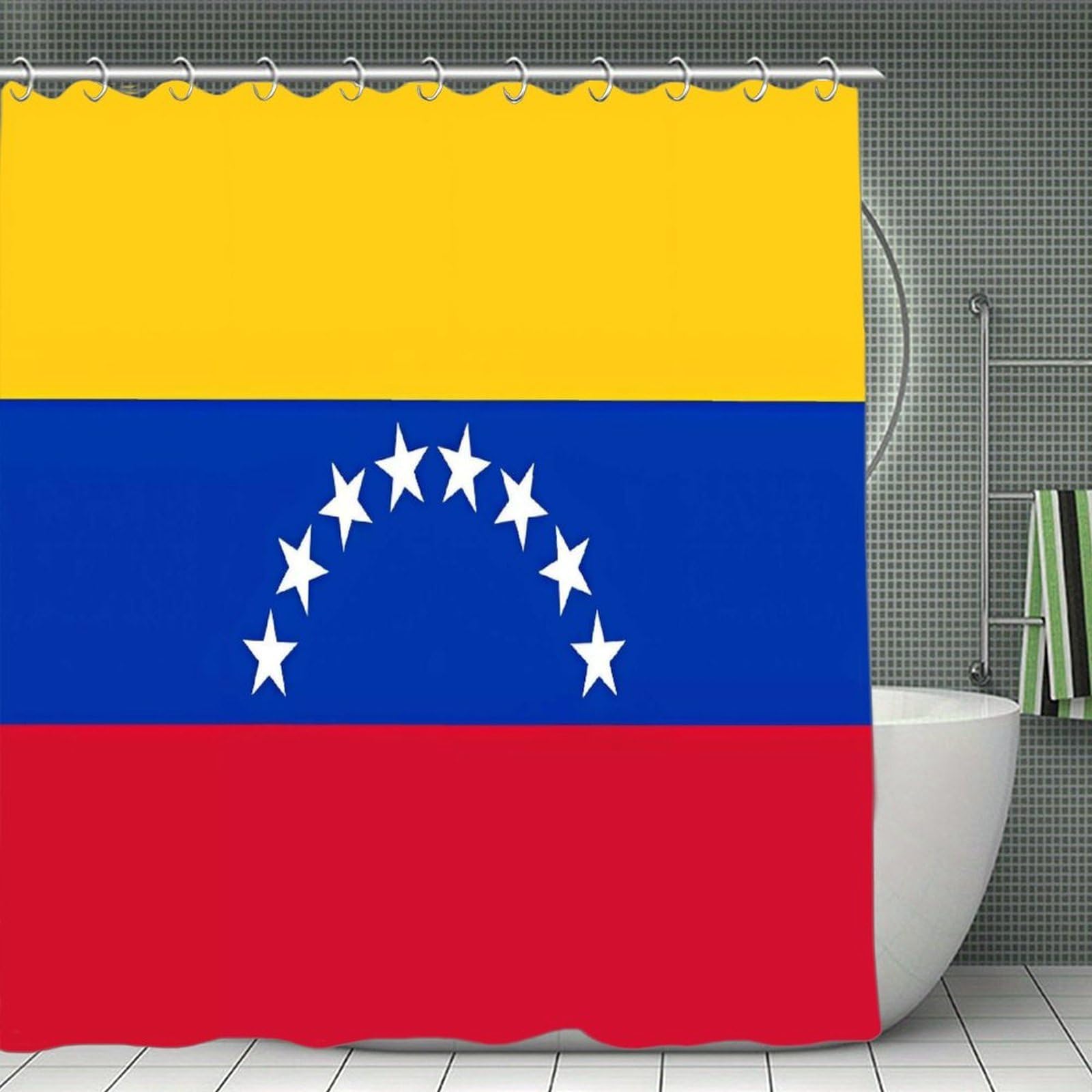 VstaDank Flag of Venezuela Shower Curtain Waterproof Bathroom Curtain with Hooks Luxury Weighted Bath Curtains for Bathtubs Showers Room Dividers Decorative Shower Curtains 71x71 in