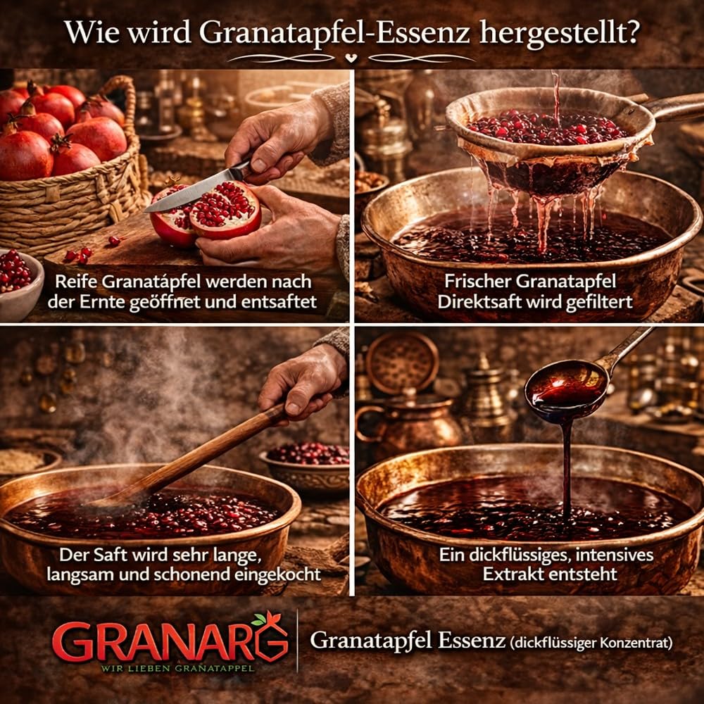 Granar Premium Bio Granatapfel Essenz, Extrakt, Nar Eksi, 250ml, Rein Natürlich ohne Zusätze, Fruchtig-Säuerlich, Vegetarisch (5 x 250ml)