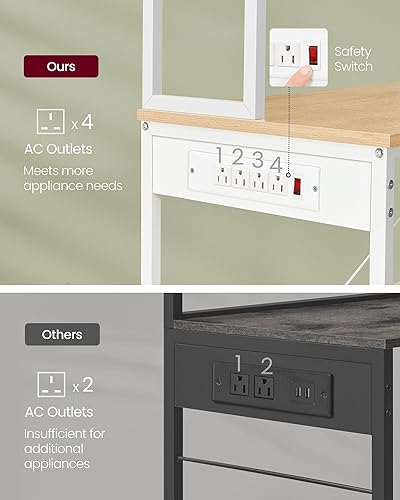 Miniatura 41 de VASAGLE Barra de café, estante para panadería de 31.5 pulgadas para cocina con almacenamiento, estantes de cocina de 6 niveles con 6 ganchos, café