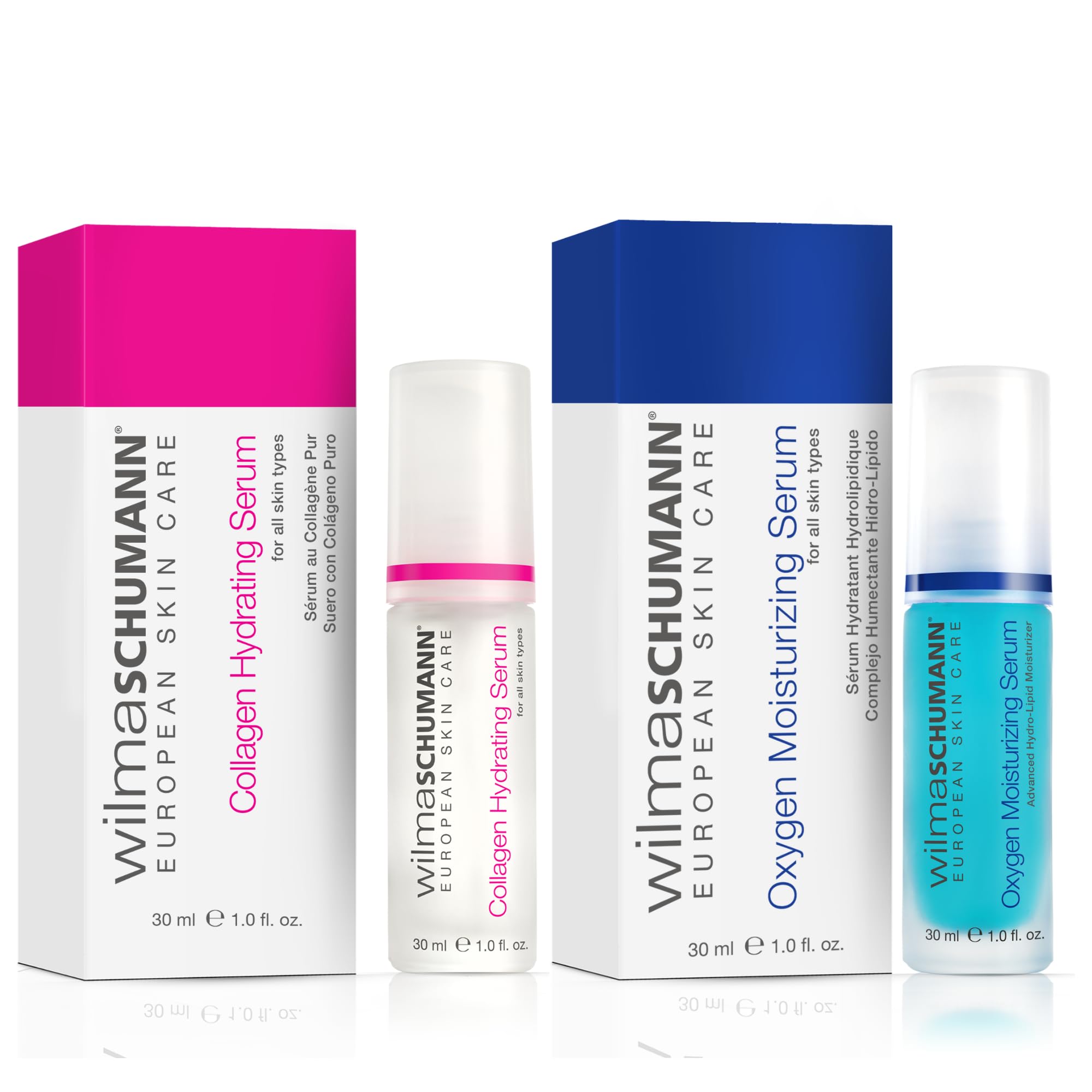 Collagen Moisturizing Serum + Oxygen Moisturizing Serum Bundle, Hydrating Face Serum for All Skin Types, Set Includes (2) 1OZ/30ML Bottles