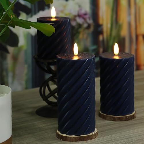 Miniatura 10 de Juego de 3 velas sin llama parpadeantes (3 pulgadas de profundidad x 4 pulgadas de alto, 5 pulgadas de alto, 6 pulgadas), velas LED de cera real con