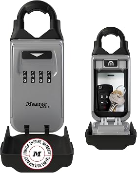 MASTER LOCK Portable Key Safe with Adjustable Shackle, Medium 175 x 72 x 52 mm, Outdoor, for Home Office Industries Vehicles