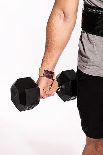 Miniatura 6 de Grizzly Fitness - Correas de muñeca de piel auténtica de 1.5 pulgadas para hombres y mujeres, se venden en pares, talla única, utilizadas por