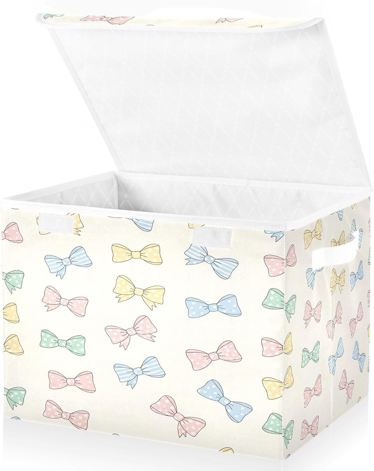 Rainbow Bows Foldable Storage Bins with Lids, Collapsible Fabric Organizer Baskets Box for Closet Home Bedroom Office Decor image 2
