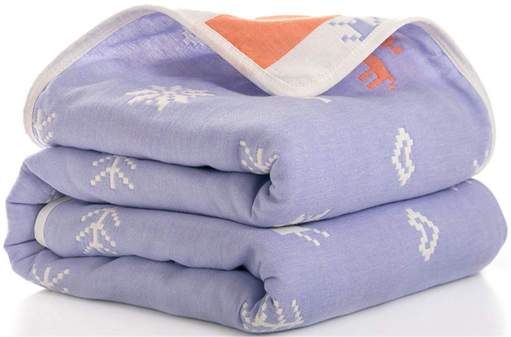 Hayisugar Muslin Baby Blankets 6 Layers 100% Cotton Muslin Swaddle Blanket Soft Infant Large Muslin Cloths Baby Swaddle Wrap for Newborn Kids, Pink Moose, 110x110cm