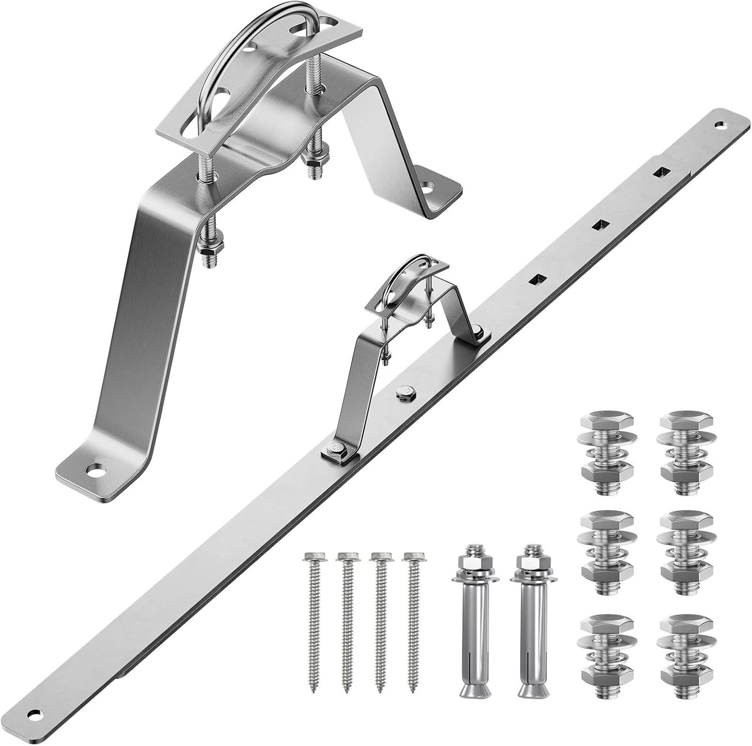 Eave Antenna Mount Bracket Kit 304 Stainless Steel with Adjustable Eave Brace 45"-60" for TV FM CB Antenna Mast Pole Installation,Standoff 4" from Wall