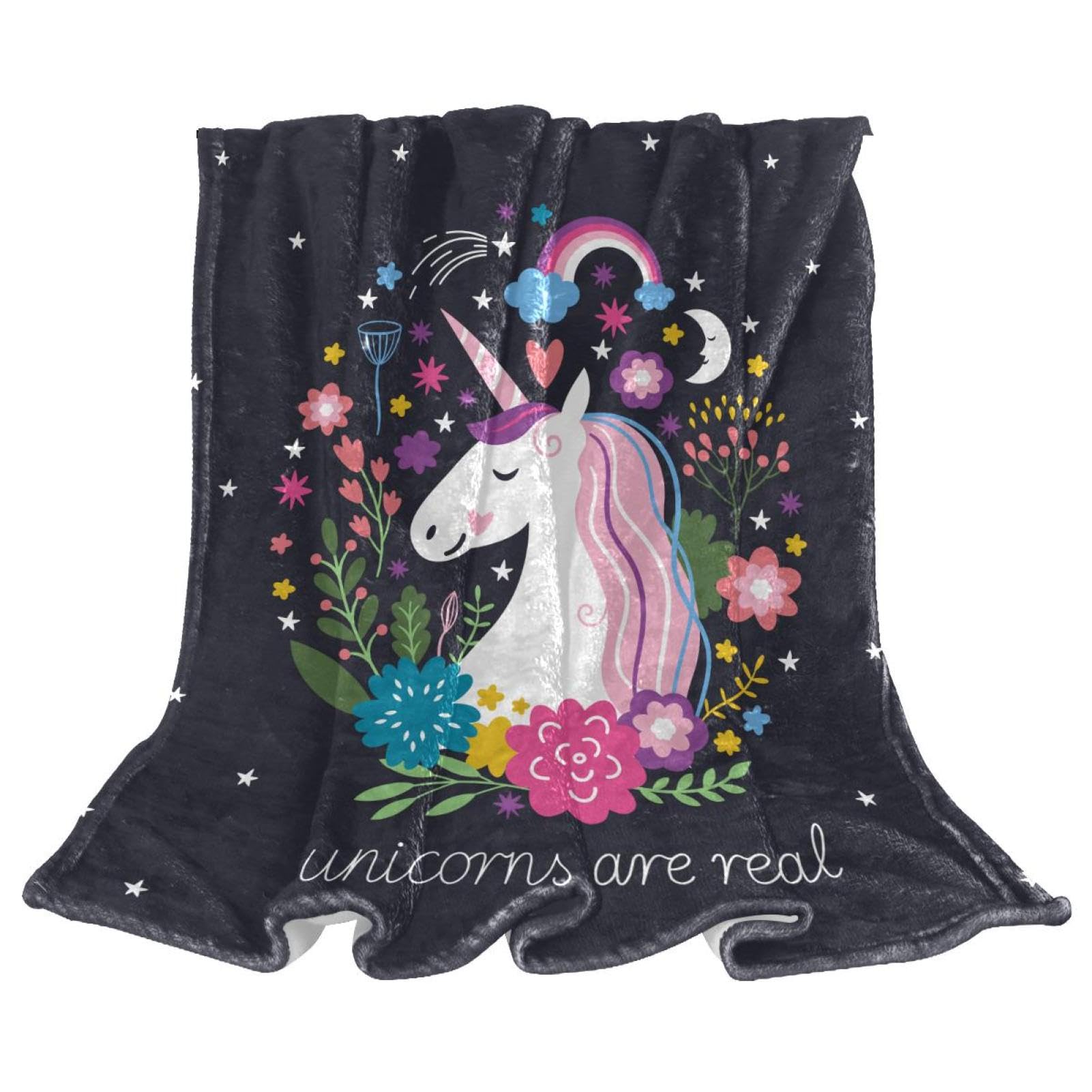 Couverture polaire licorne plaid chaud et doux pour lit et canape enfant 150x100cm