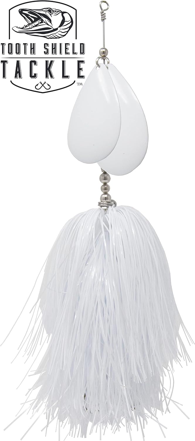 Tooth Shield Tackle Musky Bucktail (Snow White) Muskie Pike 10-9 Inline Spinner Musky Lures Baits Tackle