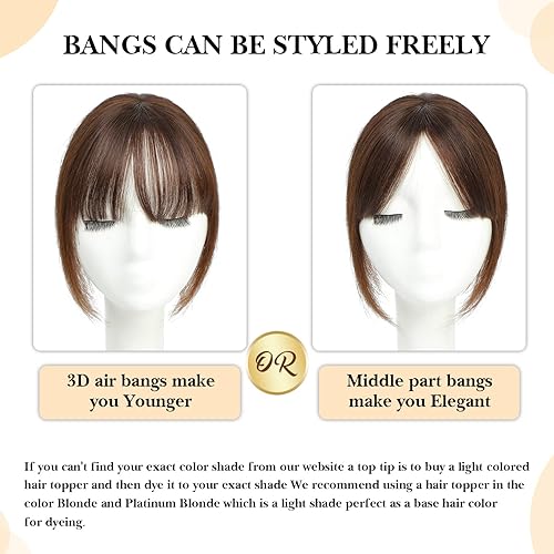 Miniatura 10 de Molefi Toppers de cabello para mujer, cabello humano real con flequillo, extensiones de cabello superior para cabello fino, pelucas de cabello Remy