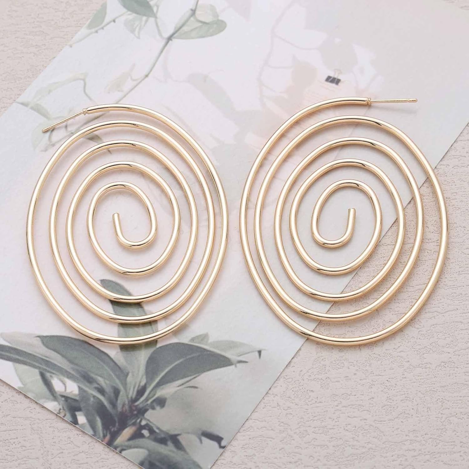 Bohemian Spiral Hoop Dangle Earrings Gold Round Spiral Drop Earring Large Hollow Twisted Swirl Earring Ethnic Metal Swirl Hoop Earrings Jewelry for Women - Image 6