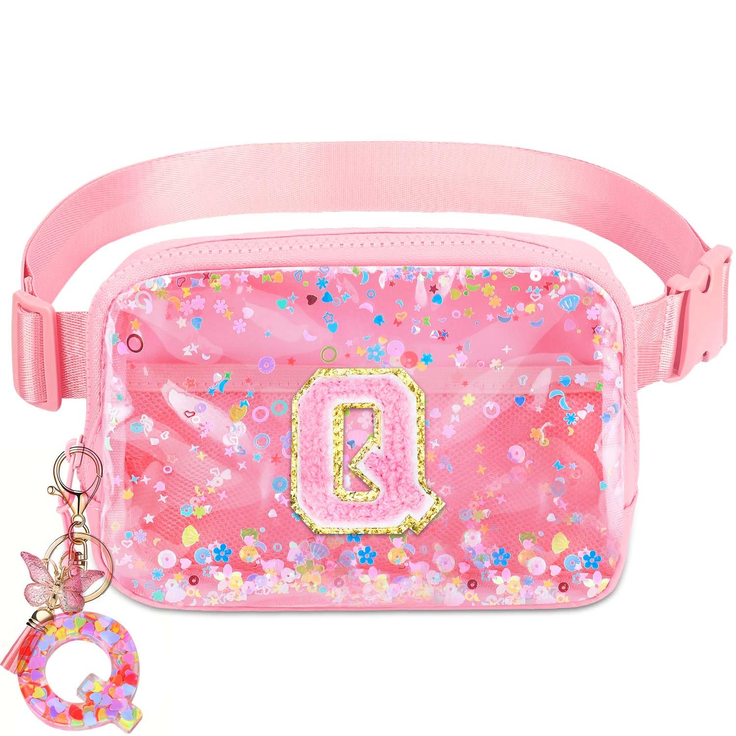 Initial Fanny Pack for Girls - Belt Bag for Teens Kid Teen Girl Kid Birthday Gift Pink Q