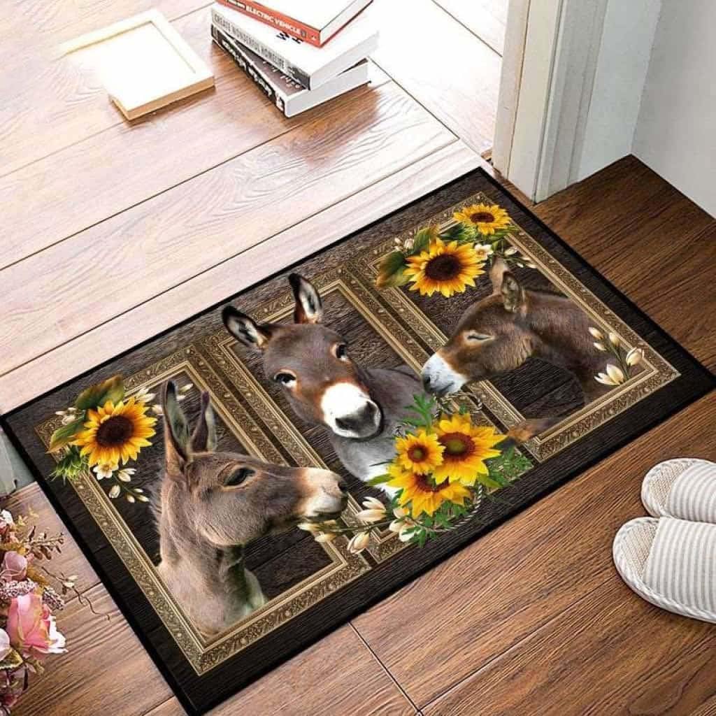 Paillasson extérieur entrée tapis de bienvenue facile à nettoyer motif âne
