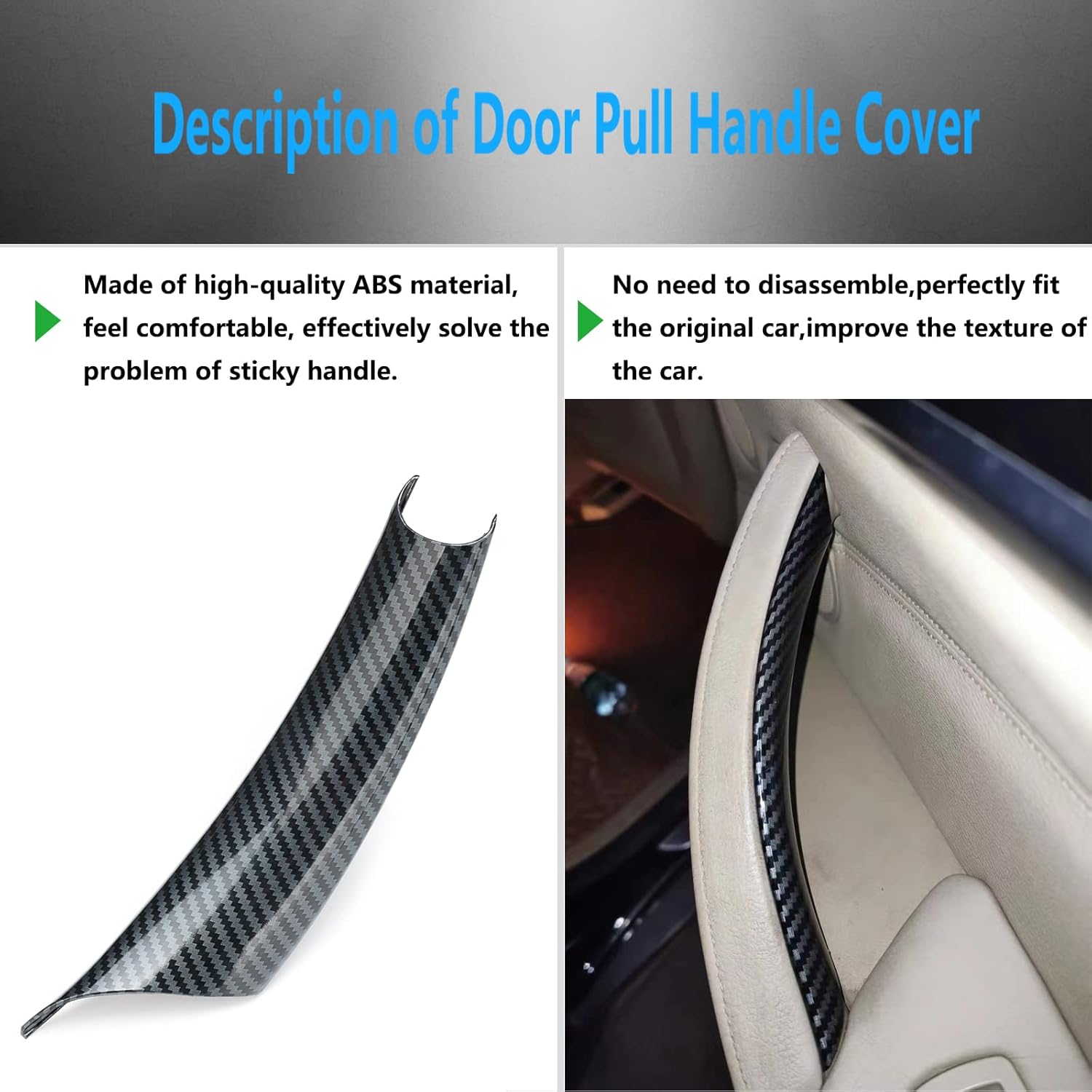 Door Pull Handle Cover Compatible with BMW X5 Series E70/E70 LCI 2008-2013,BMW X6 Series E71/E72 2008-2014 (3PCS) (Carbon Fiber)