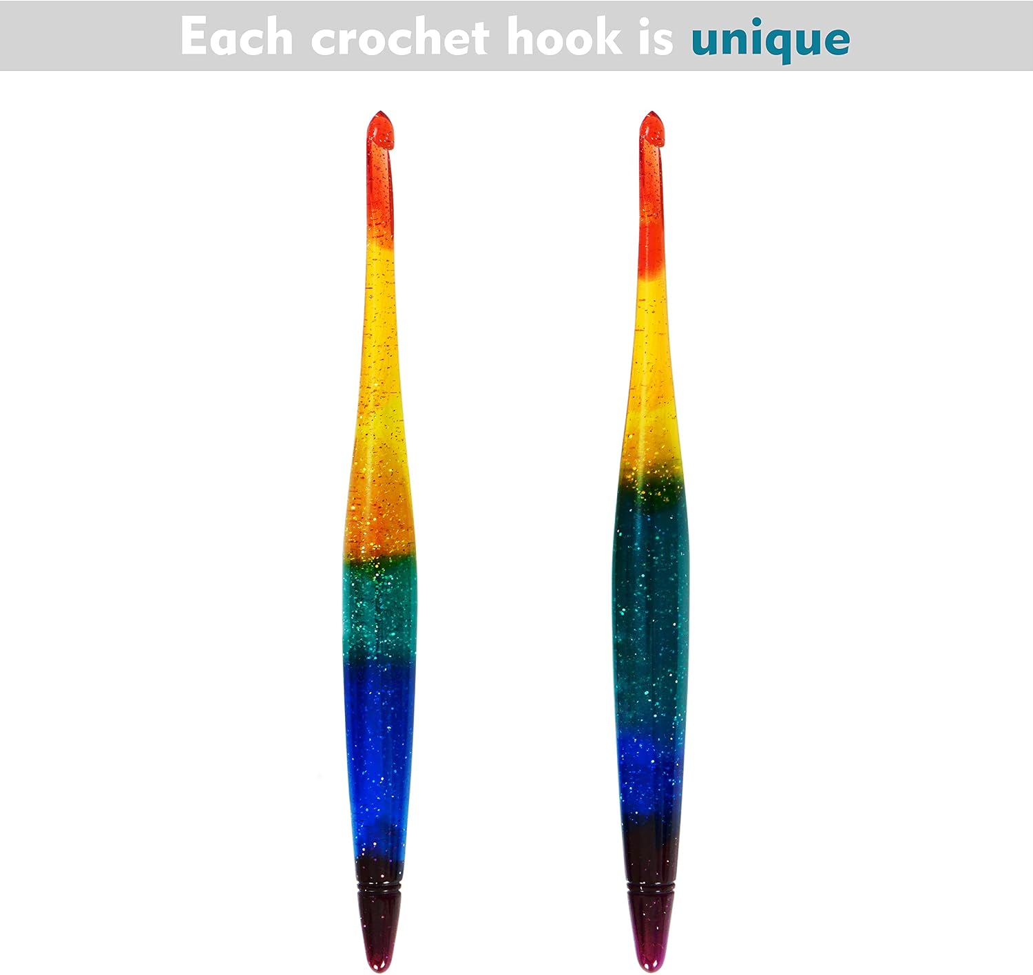 Ommi Ergonomic Handle Crochet Hooks | Handcrafted 7’’ Crochet Hook | Knitting Needle, Craft Yarn Weave | Best Gift! (5.5 mm, Rainbow)