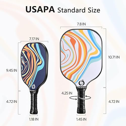 Miniatura 7 de niupipo Pickleball Paddles Set of 2/4, USAPA Approved Lightweight Pickleball Rackets, Durable Fiberglass Surface with Polypropylene Honeycomb Core