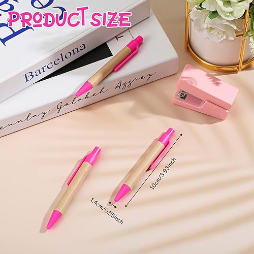 Miniatura 2 de Paquete de 100 bolígrafos retráctiles de tinta negra, bolígrafos de papel kraft reciclados para baby shower, oficina, escuela, profesores,