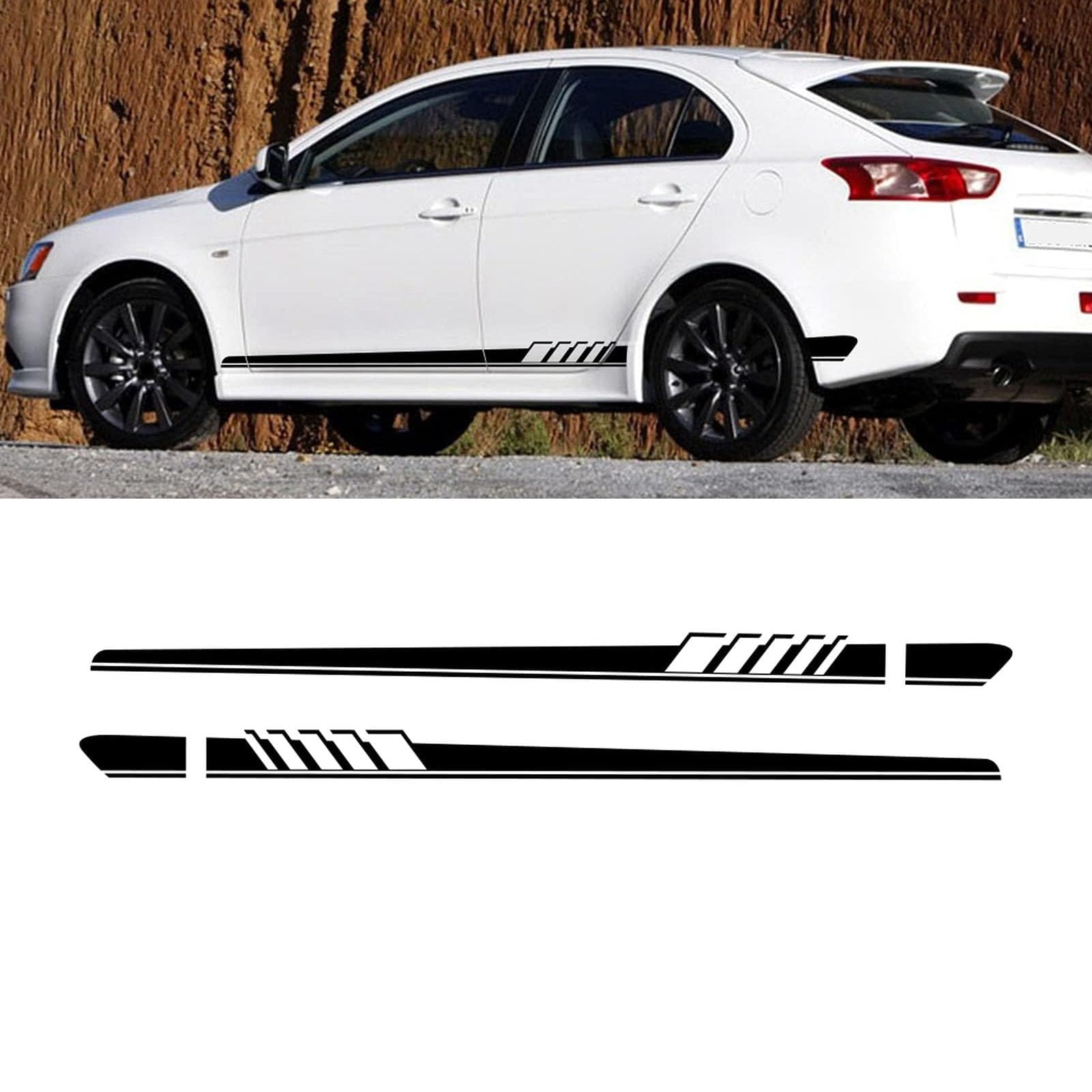 LINGYUE Car Side Stickers for Mitsubishi Lancer 10 9 EX Outlander 3 ASX L200,Car Side Skirt Stripes Sticker Vinyl Trims Decal Decor Accessories,Grey