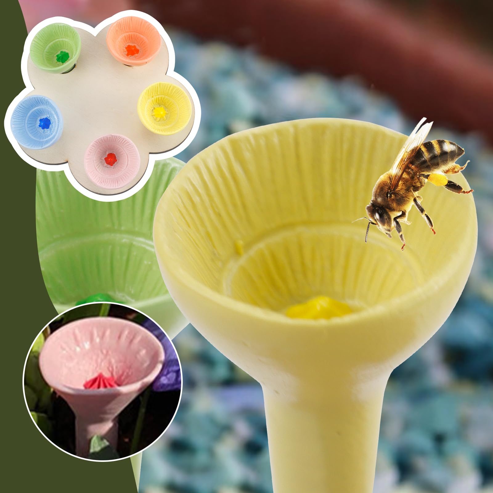 2 pezzi isola galleggiante per api da giardino, abbeveratoio colorato