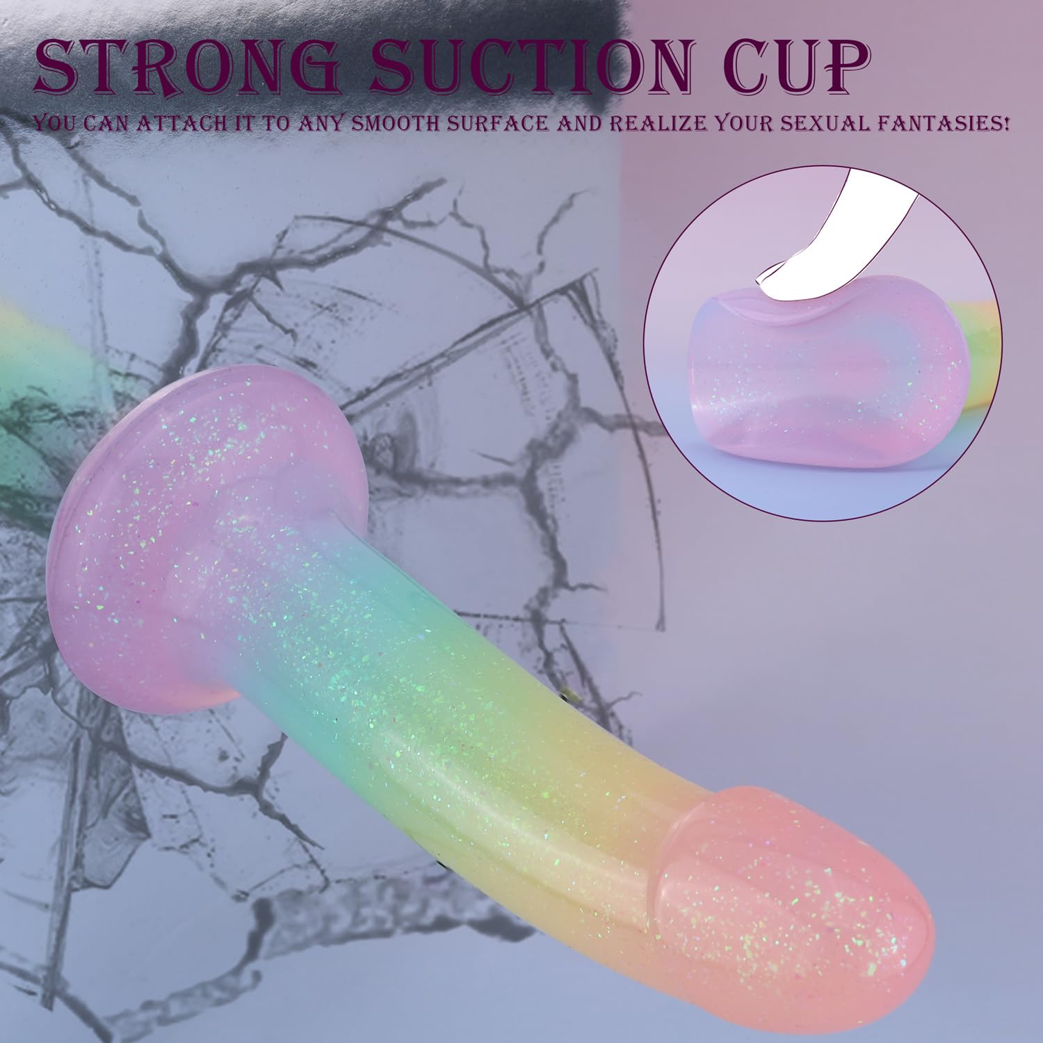 7 Inch Realistic Dildo for Beginners,Rainbow Silicone Sex Toy for Vaginal Anal Play,Adult Clitoris G-spot Prostate Stimulator with Strong Suction Cup for Women Men Hands-Free Masturbation