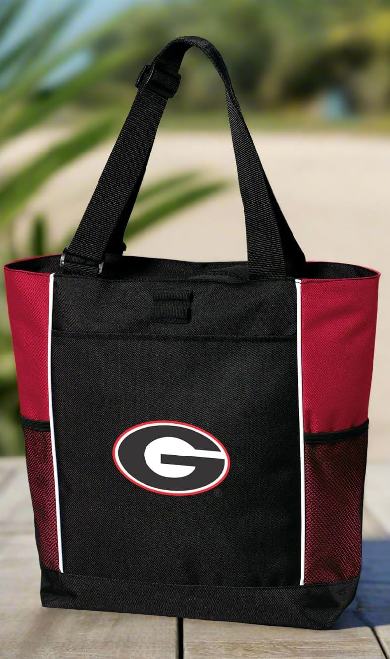 Broad Bay University of Georgia Tote Bag UGA Bulldogs Zippered Travel Tote for Tailgating, Beach, Pool, or Shopping