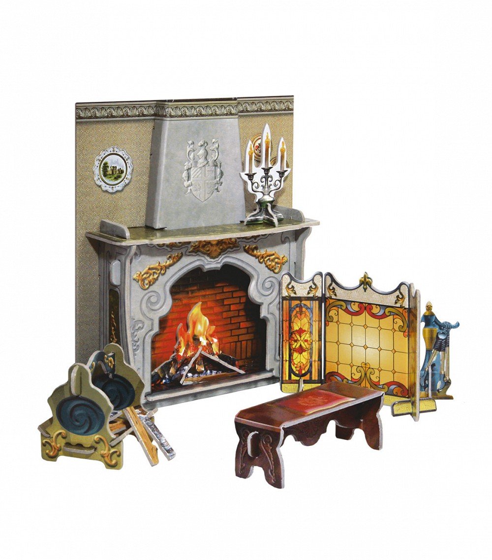 Keranova 260 12 x 4 x 14cm Clever Paper Doll House & Furniture Collection Fireplace 3D Puzzle (1 Piece)
