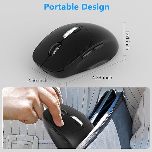 Miniatura 7 de ZXA Mouse inalámbrico para laptop, mouse ergonómico de 2.4 G con receptor USB y adaptador USB C, recargable para PC, tableta, laptop, Chromebook -
