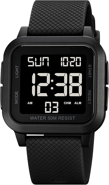 Forrader Mens Sport Digital Watches, Waterproof Outdoor Sport Watch with Alarm/Countdown Timer/Dual Time/Stopwatch/12/24H Wrist Watches for Men with LED Backlight