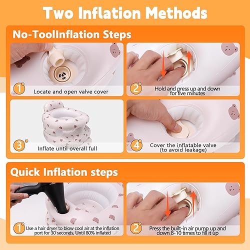 Miniatura 5 de Asiento de bebé inflable para bebés de 3 meses en adelante, asiento inflable de apoyo para bebé para sentarse, silla de bebé con bomba de aire