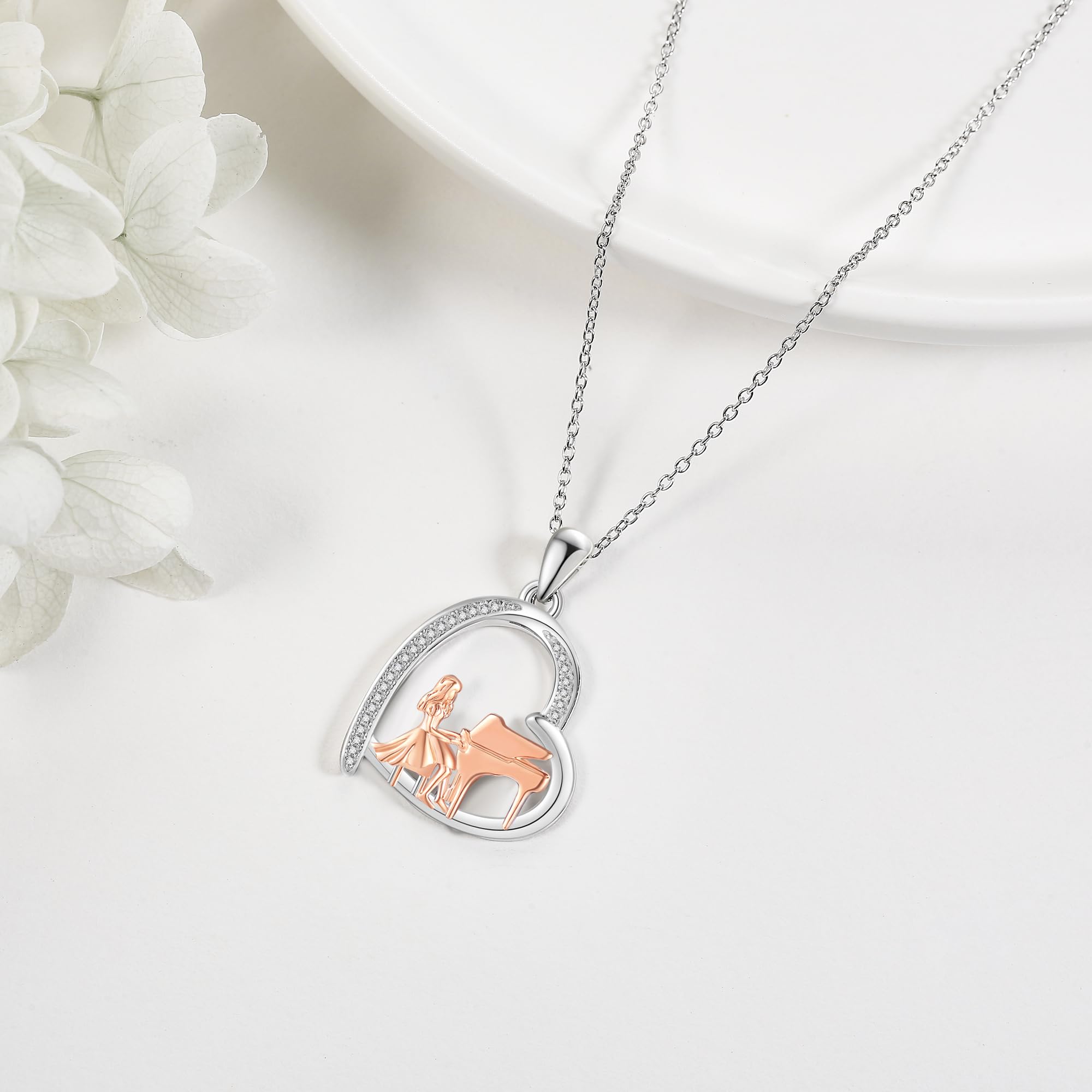 YAFEINI Collar de cruz con nota musical, violonchelo, guitarra para mujer, plata de ley, joyería de conformación, regalos para mujer, 21 mm x 23 mm, Plata esterlina, Sin piedra preciosa