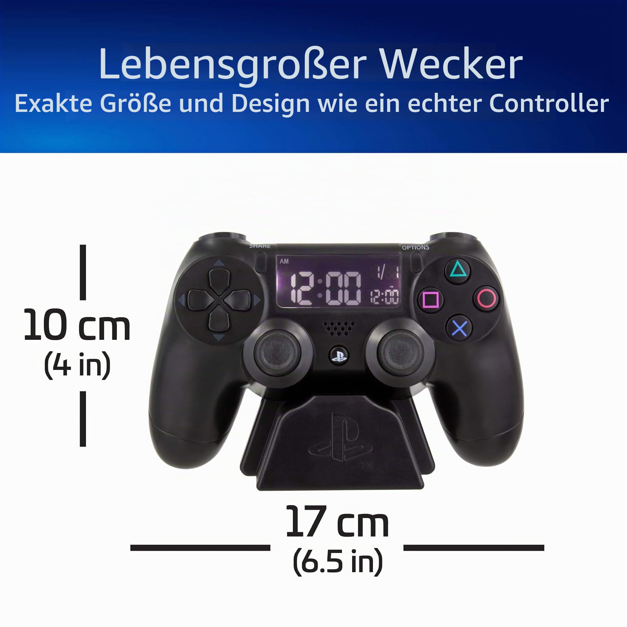 Playstation Digital Wecker LCD | PS4 Dualshock Controller Design | Verwenden Sie die Tasten, um Uhrzeit und Datum einzustellen