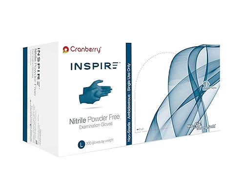 Cranberry USA Cranberry Inspire Aegean Blue - Guantes de examen de nitrilo (300 unidades), talla L, 2.0 mil