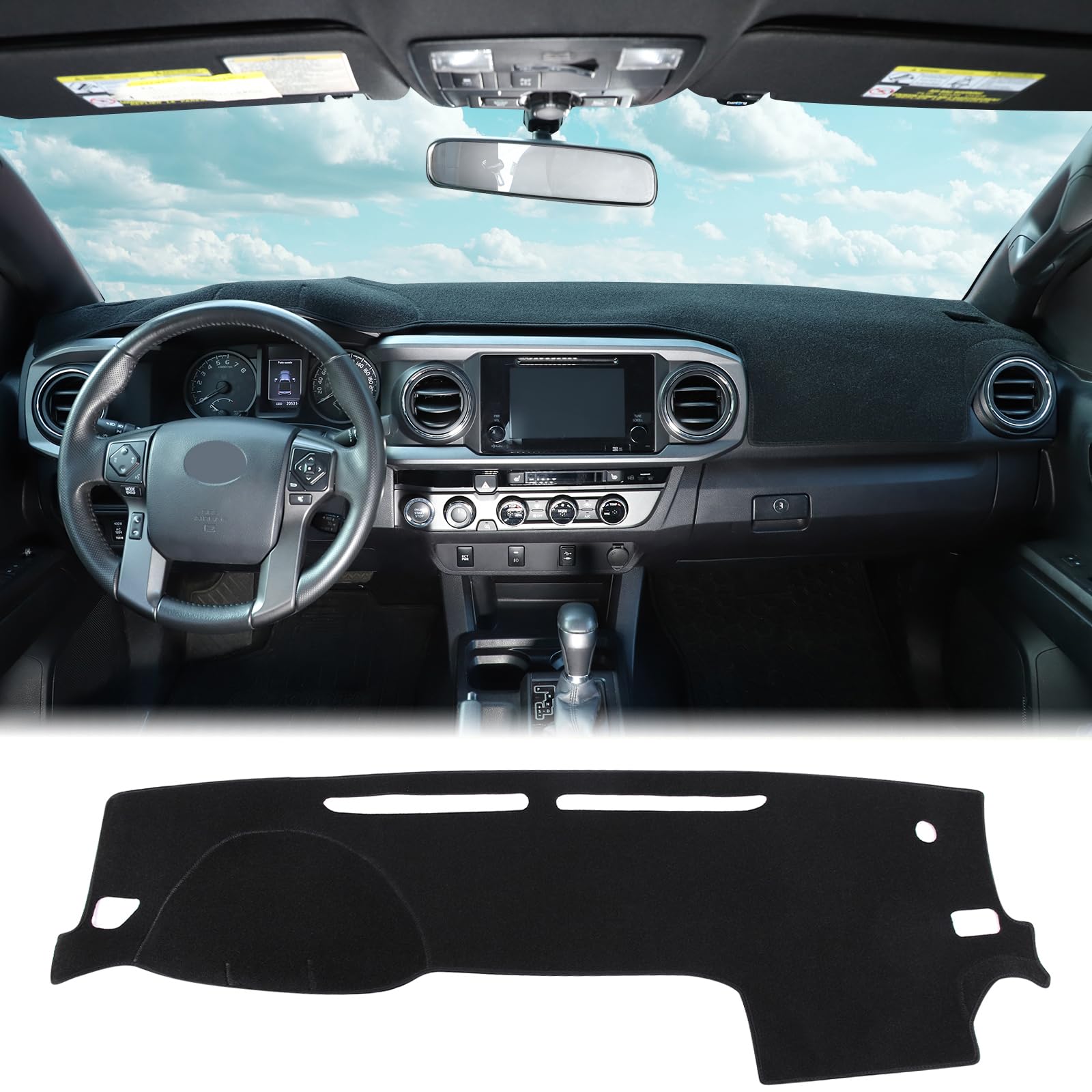 Aunginsy Car Dashboard Cover Mat Compatible with Toyota Tacoma 2016-2023, Pickup Dashboard Dash Cover Nonslip Black Mat Sun Pad Dash Carpet Sunshade Glare UV Rays Protector Car Interior Accessories
