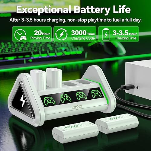 Miniatura 5 de Paquetes de baterías recargables con estación de carga para Xbox Series XSXbox One XSElite Controllers OIVO 4 paquetes de baterías recargables de