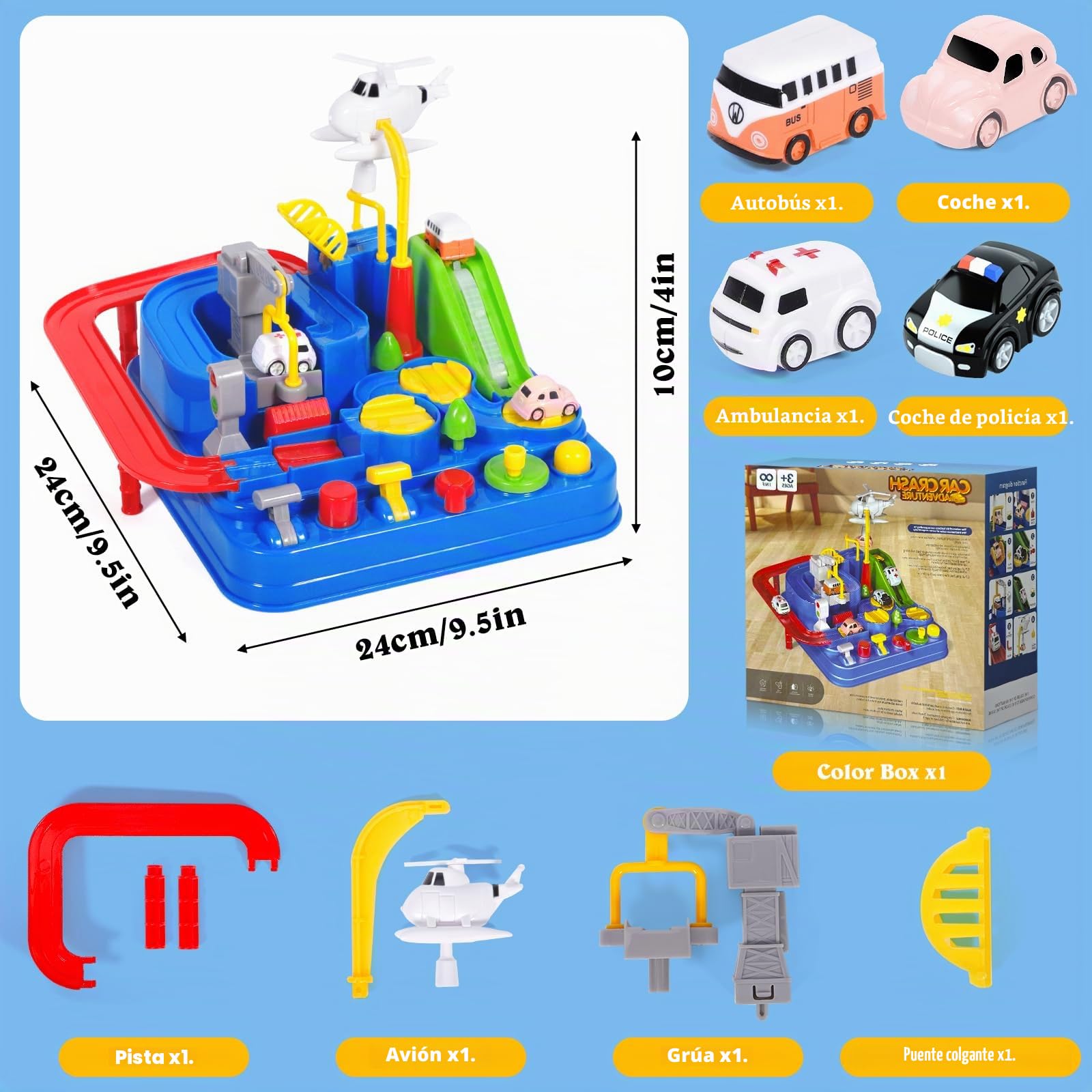 Pista de Coches Juguetes para Niños 3 Años, Circuito de Coches Juguete-s de Aventura Garaje Coche Juguete, Juguetes de Aventura Circuito, Juguete Educativo para Niños 3-6 Años Regalos