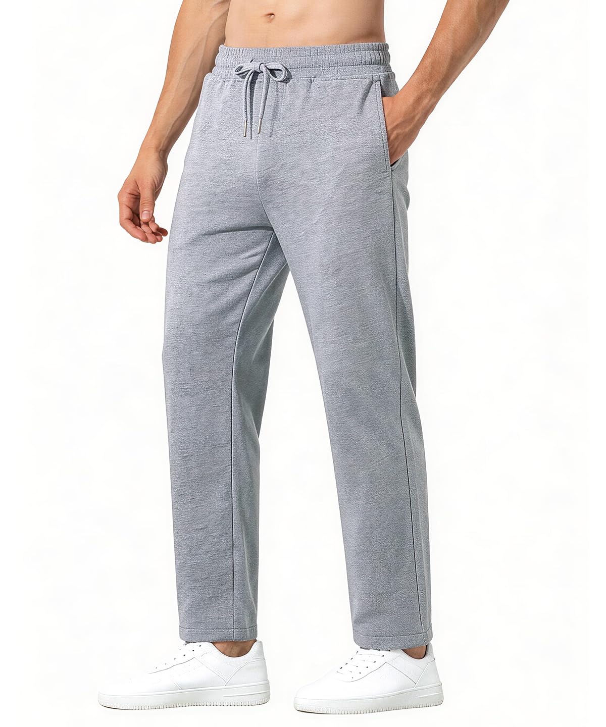 Arjen Kroos Pantalon Chandal Hombre Algodón con Cremallera Bolsillos Pantalones Hombre Pierna Ancha Cintura Elástica Ajustable para Ocio y Trotar