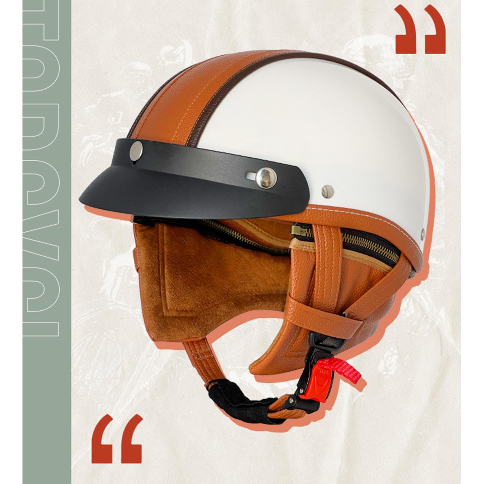 Vintage Deutsche Motorrad-Halbhelme Halbschalenhelm ECE-Zertifizierung mit Sonnenbrille Jethelm Retro-Scooter-Helm Cruiser Moped Offener Helm