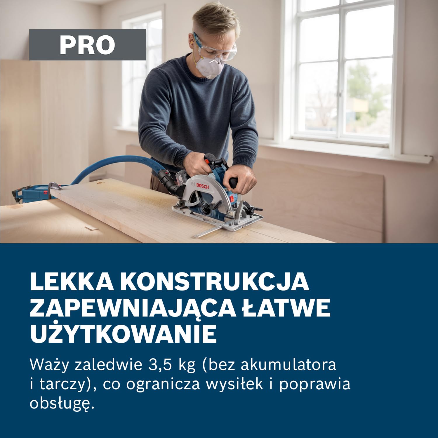 Bosch PRO 18V System Akumulatorowa pilarka tarczowa GKS GKS18V-68-2 (prowadnica do cięć pod kątem, tarcza)