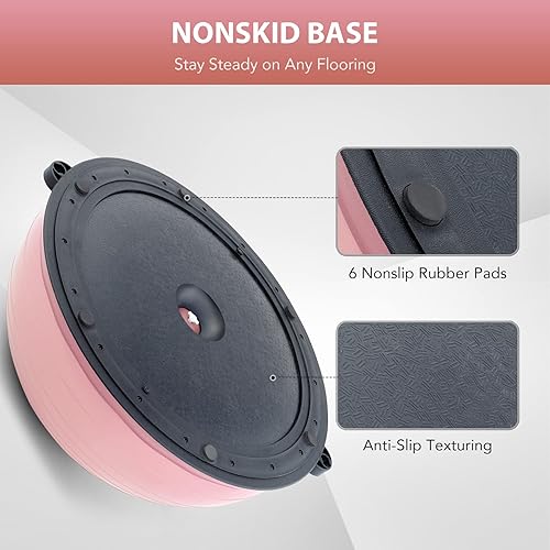 Miniatura 4 de ZELUS Entrenador de pelota de equilibrio con bandas de resistencia y bomba de pie, pelota de yoga inflable para entrenamientos de gimnasio en casa,