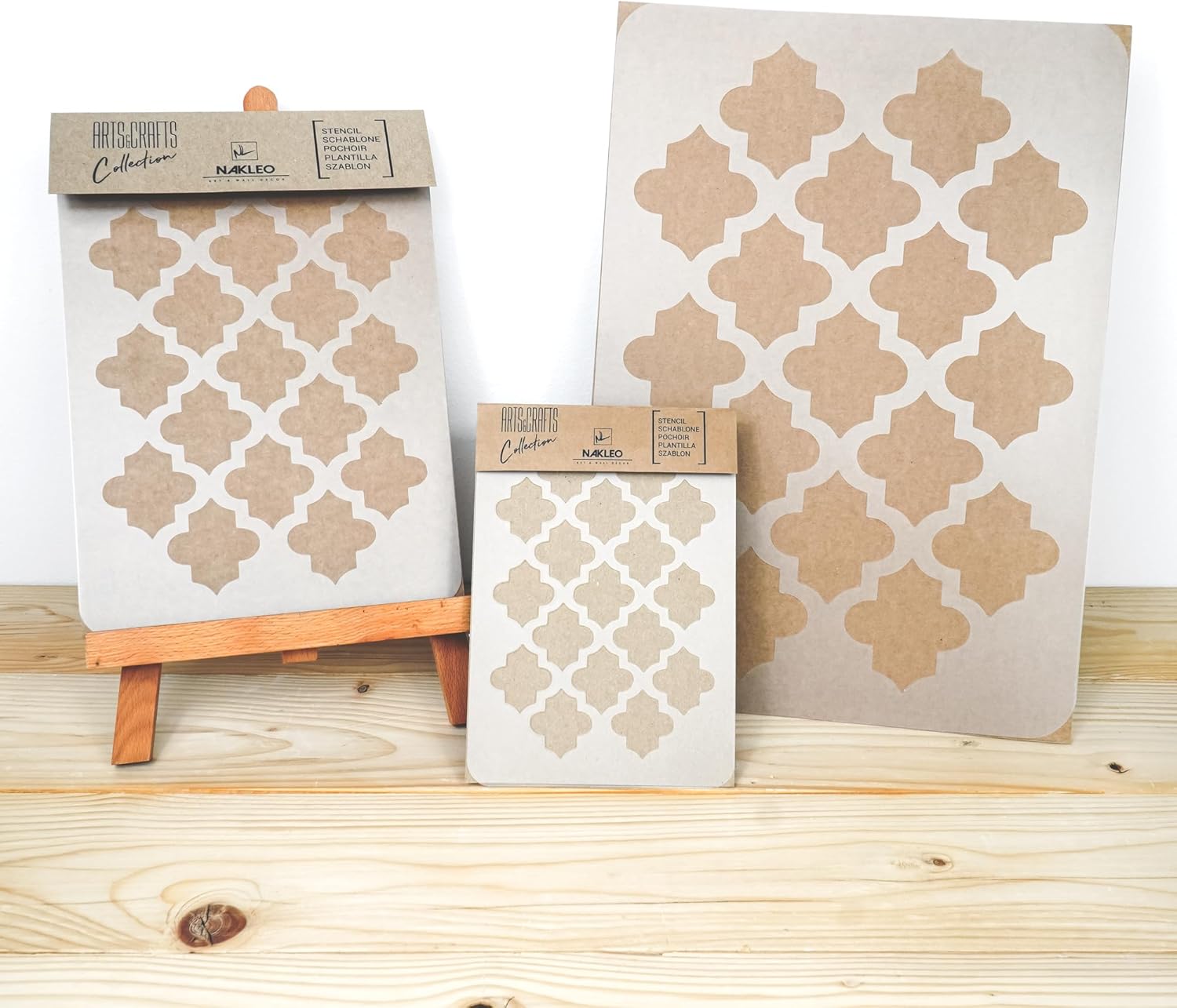 NAKLEO Painting Stencil for Crafts A3 11.8” x 16.5”, Moroccan Geometric Clover Pattern, Reusable Plastic DIY & Scrapbooking Drawing Template, Decoupage Art Home Decor, Wall Wood Fabric Furniture
