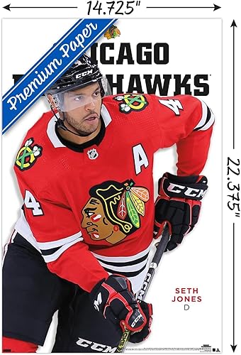 Miniatura 3 de Trends International NHL Chicago Blackhawks - Póster de pared de la serie 23 de Seth Jones, 22.4 pulgadas de largo x 14.7 W, versión premium sin