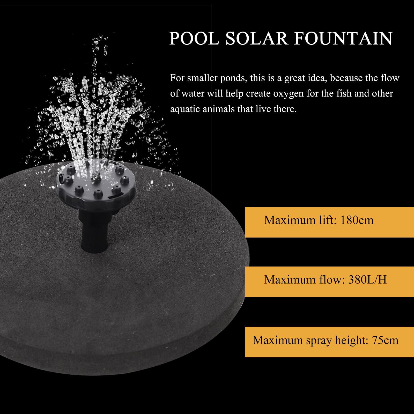 ABS Schwimmbrunnenpumpe W-380l/h Solarbetriebene für Gartenbrunnen