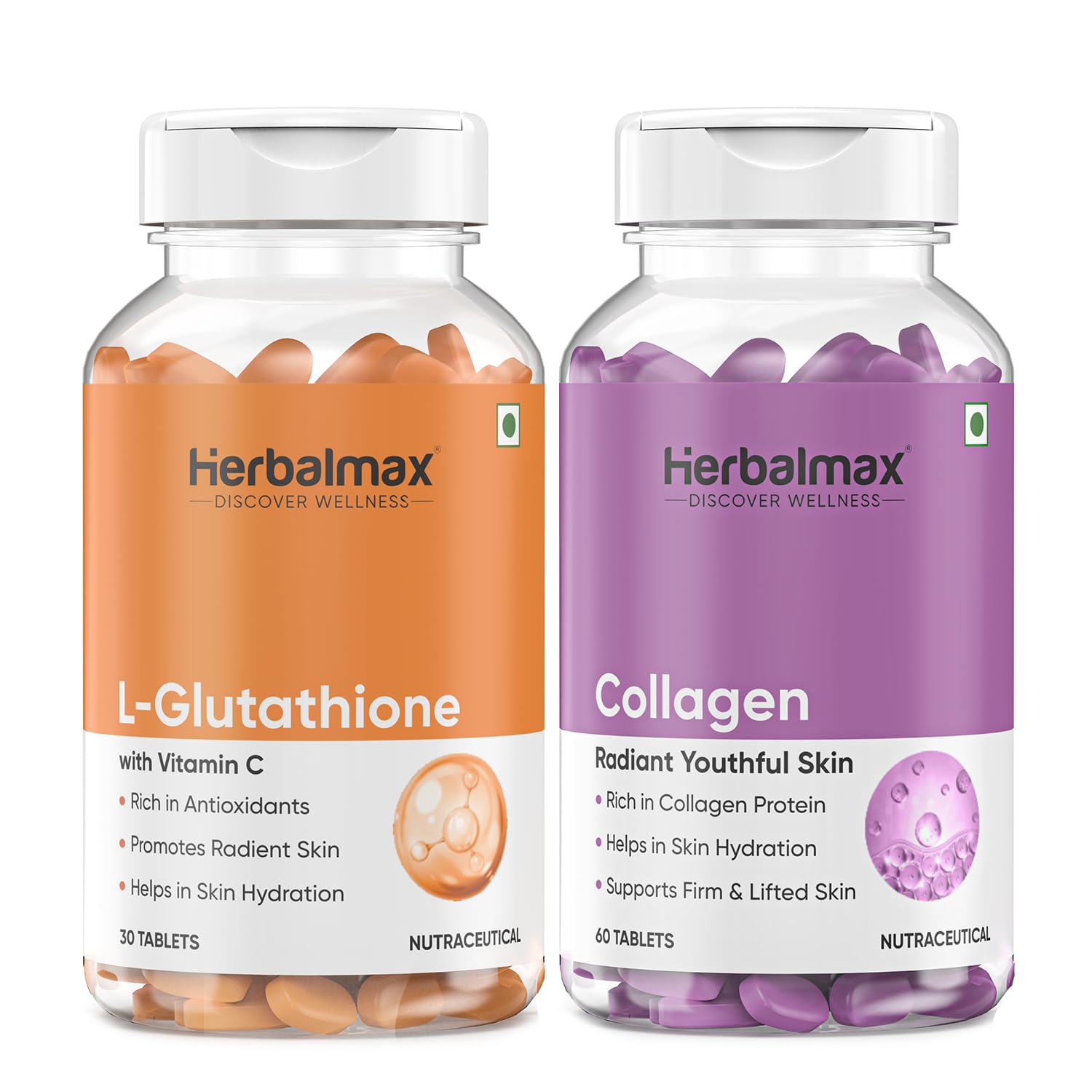 Herbal Max Collagen & L-Glutathione Supplement – Skin Brightening, Anti-Aging, Hair & Nail Support – 90 Tablets – For Men & Women