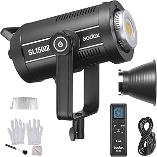 Godox SL150III Studio LED Video Light 160W High Power Photography Light 5600K±200K Dimmable 8 FX Lighting Effects CRI96 TLCI97 Bowens Mount with Remote Control for Studio Live Streaming