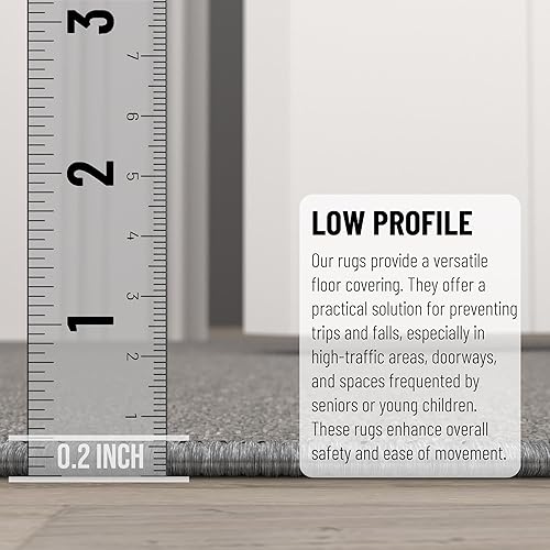 Miniatura 4 de Tapete unicolor y moderno con respaldo de goma antideslizante para entrada, cocina, habitación y baño, alfombra tradicional lavable a máquina, 2 x 3