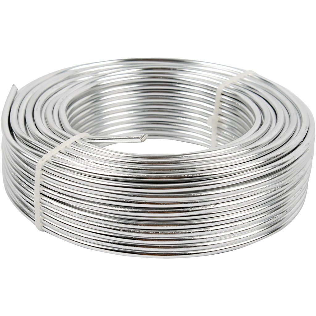 Alambre de aluminio, grosor 3 mm, plata, 29 m