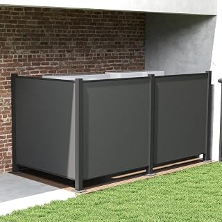 Outdoor Privacy Screen Fence, 50" W x 50" H, Metal Garden Enclosure with Stakes, Black (3 panals)