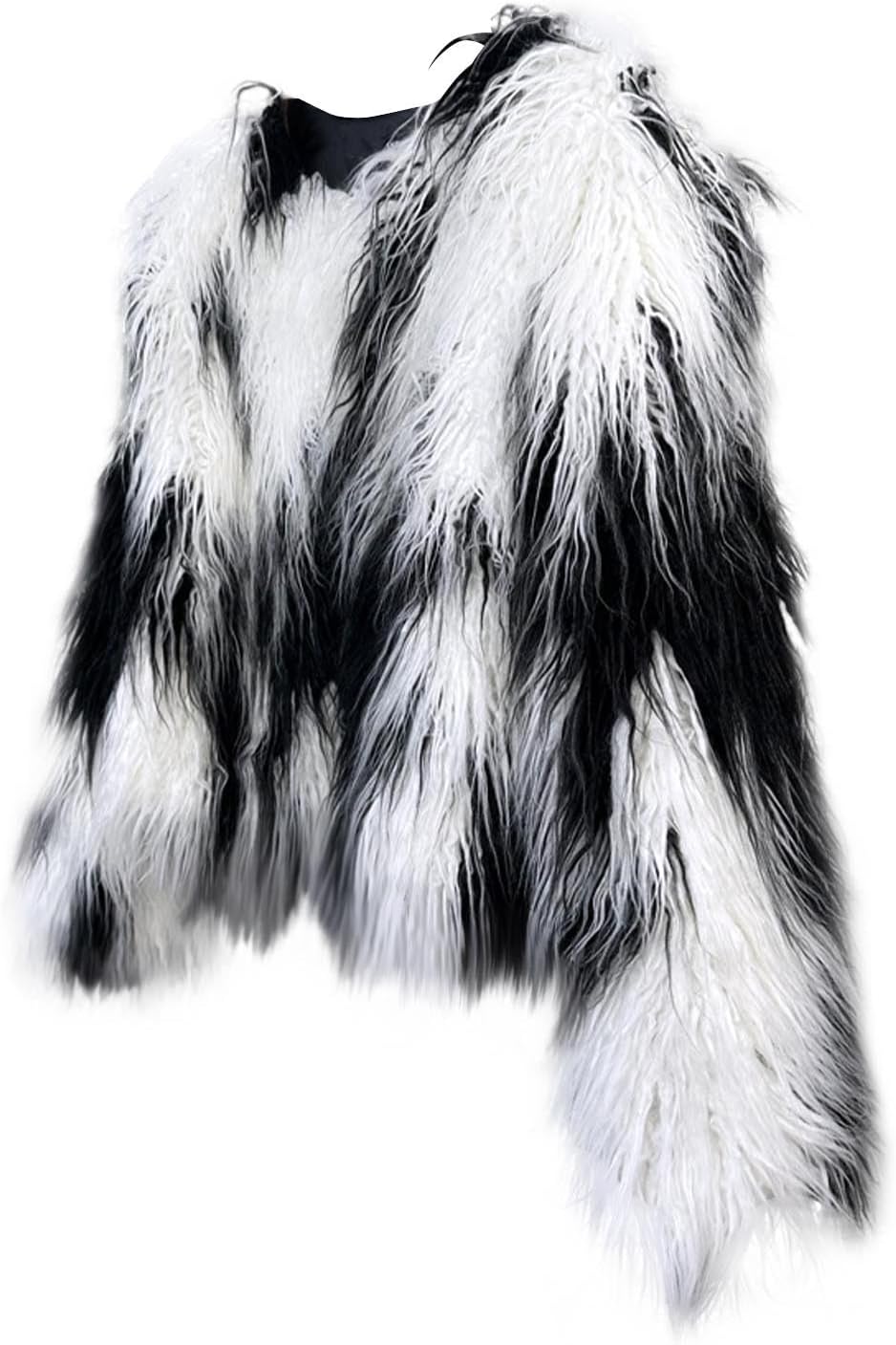 Women's Cropped Faux Fur Jacket 2025 Fashion Casual O-Neck Long Sleeve Colorful Warm Fluffy Plush Open Front Jackets