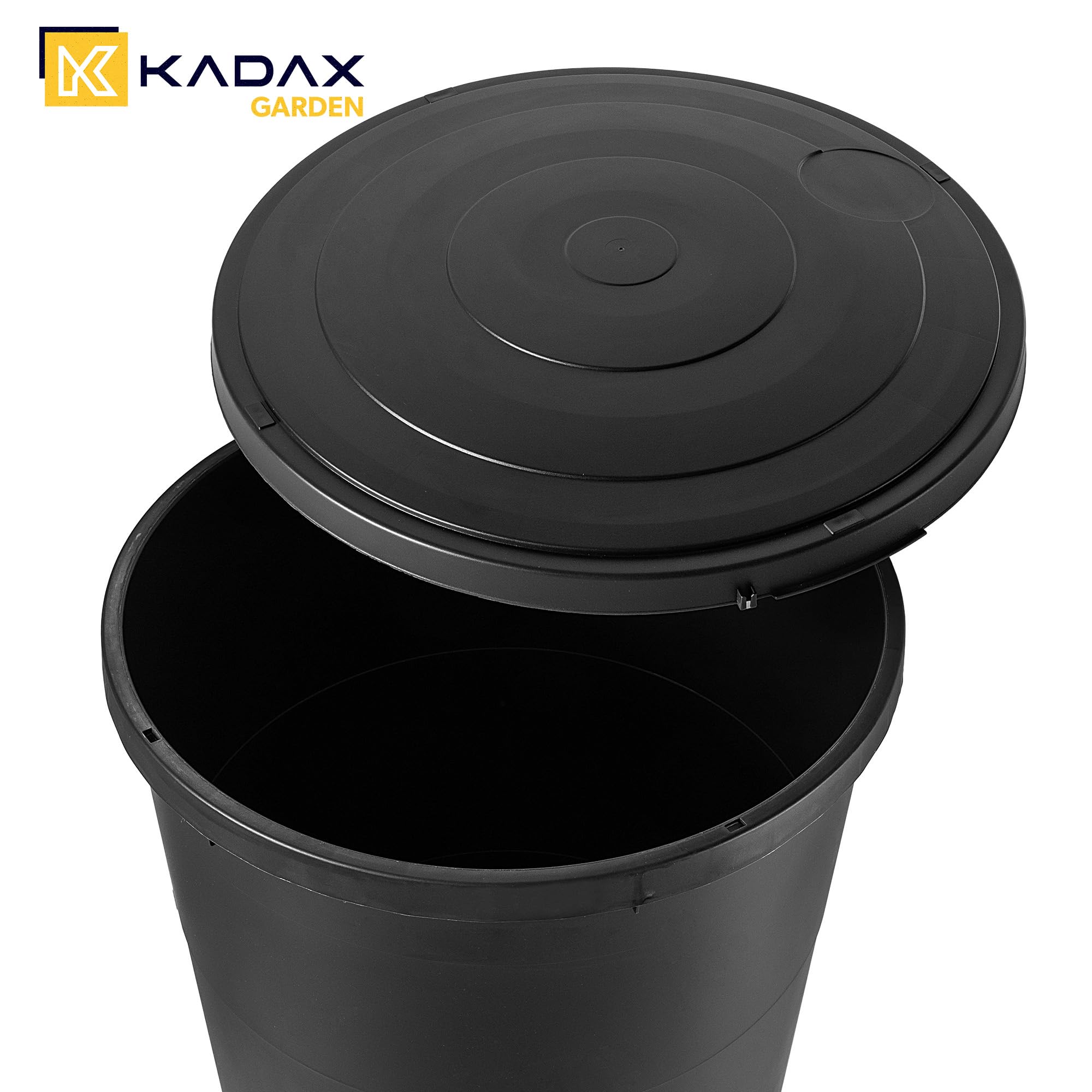 KADAX Barril de lluvia de 200 L, depósito de agua de lluvia con tapa, depósito de agua de lluvia de plástico, depósito de agua de lluvia de 200 litros, depósito de agua de lluvia, depósito de agua